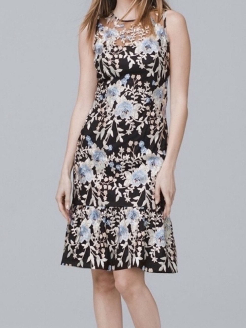 WHBM Embroidered Sleeveless Sheath Dress